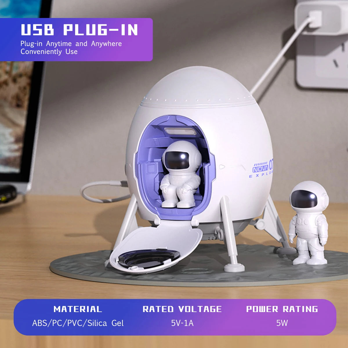 Astronaut Space Lander Galaxy Ceiling Projector with Remote & Lunar Mat
