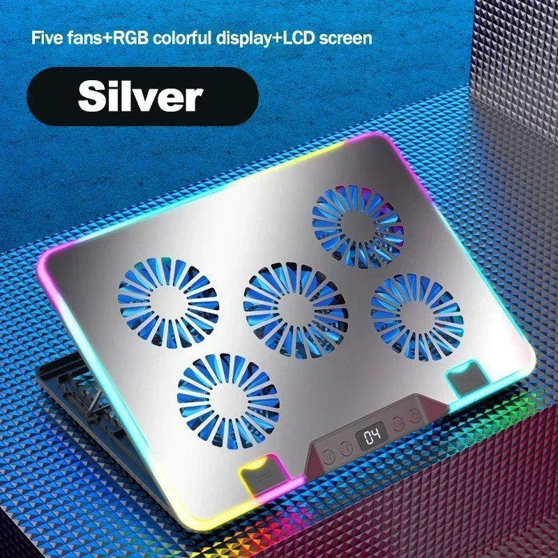F36 Gaming Laptop Cooling Pad – 5 RGB Fans, 7 Angle Adjustable