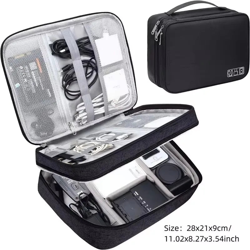 Waterproof Travel Cable Storage Bag – USB & Charger Electronic Organiser