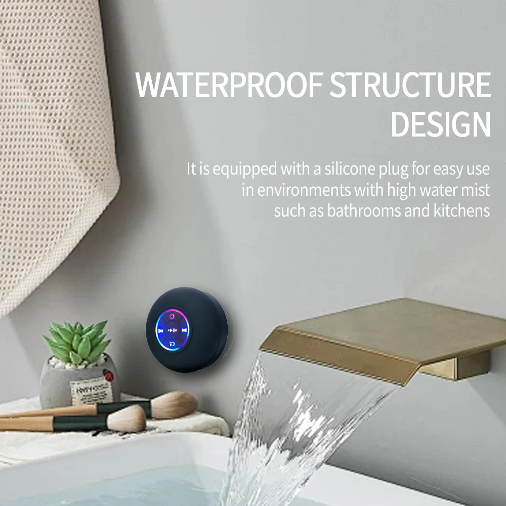 Portable Waterproof Bluetooth Speaker with LED Light