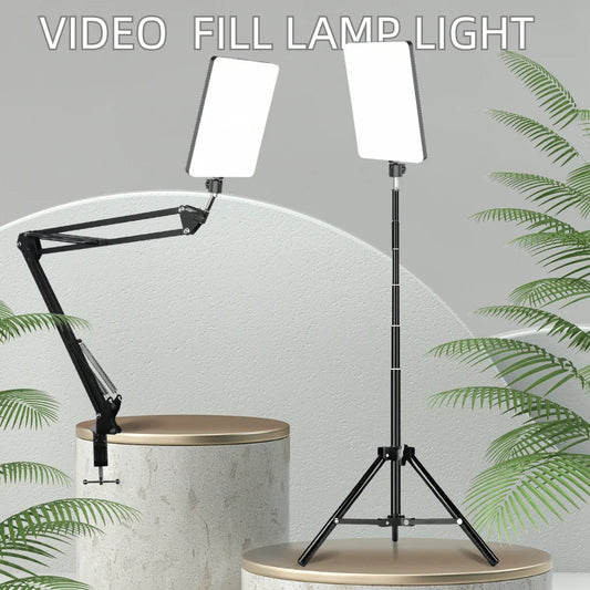 LED Photography Light with Scissor Arm Stand for Zoom & YouTube