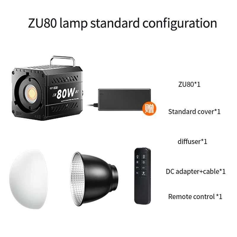 80W Dual Colour Temperature COB LED Video Light with Bowens Mount