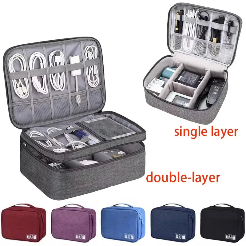Waterproof Travel Cable Storage Bag – USB & Charger Electronic Organiser