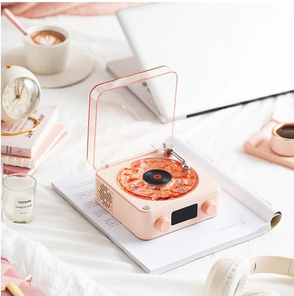 Vinyl Turntable Bluetooth Speaker with White Noise & RGB Light
