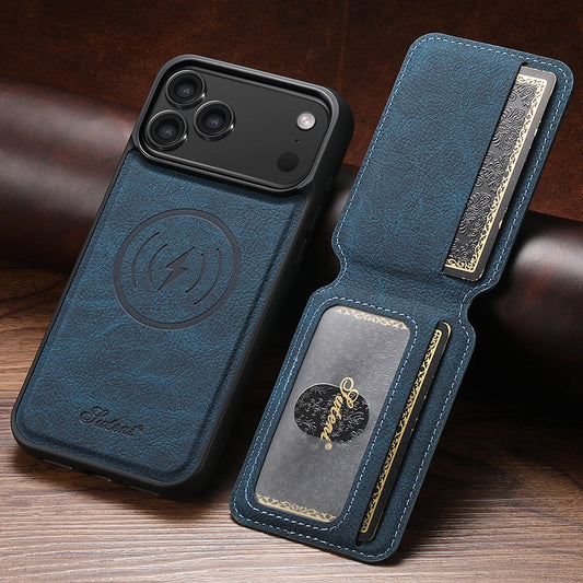 SUTENI Wireless Charging iPhone Case with Card Holder & Stand