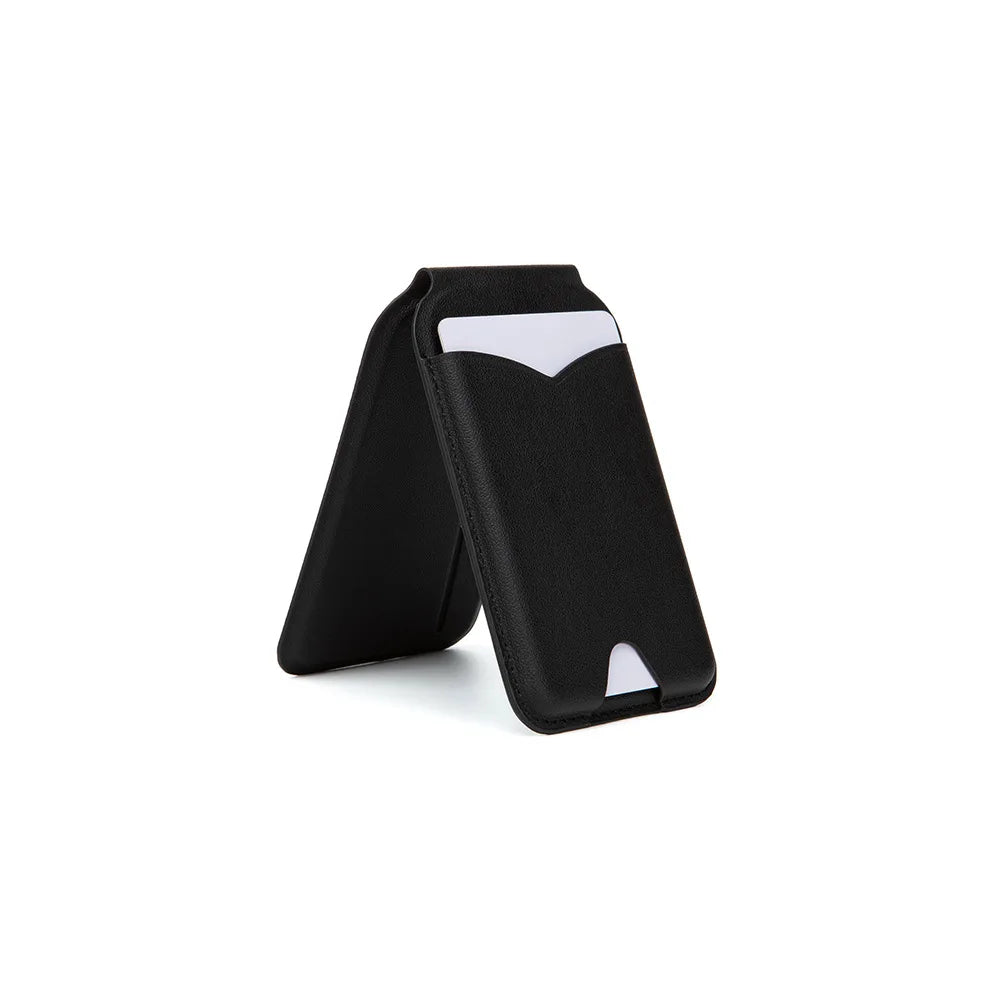 Magnetic Wallet Phone Stand with Mirror & MagSafe – PU Leather