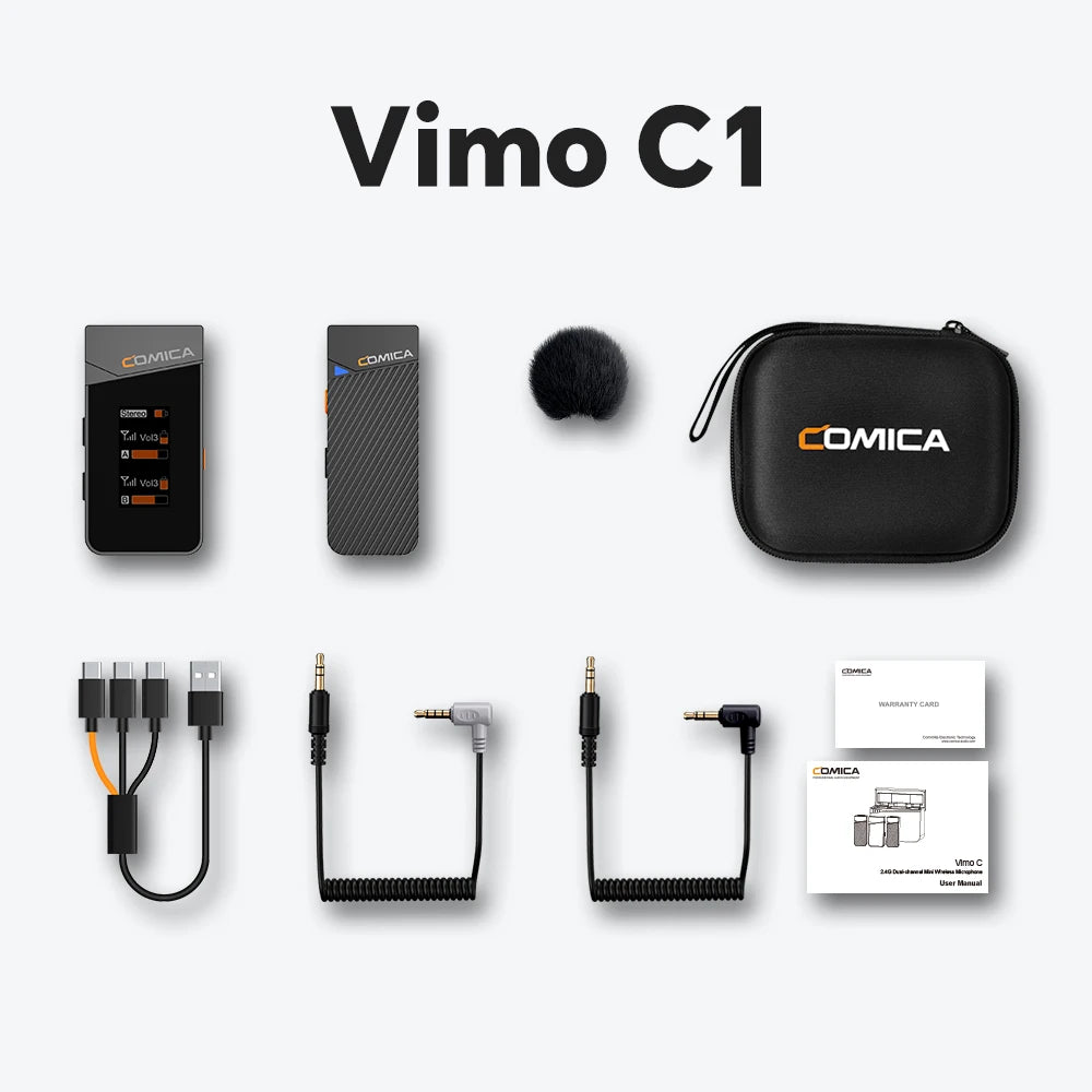 COMICA Vimo C 2.4G Wireless Lavalier Microphone with Charging Case