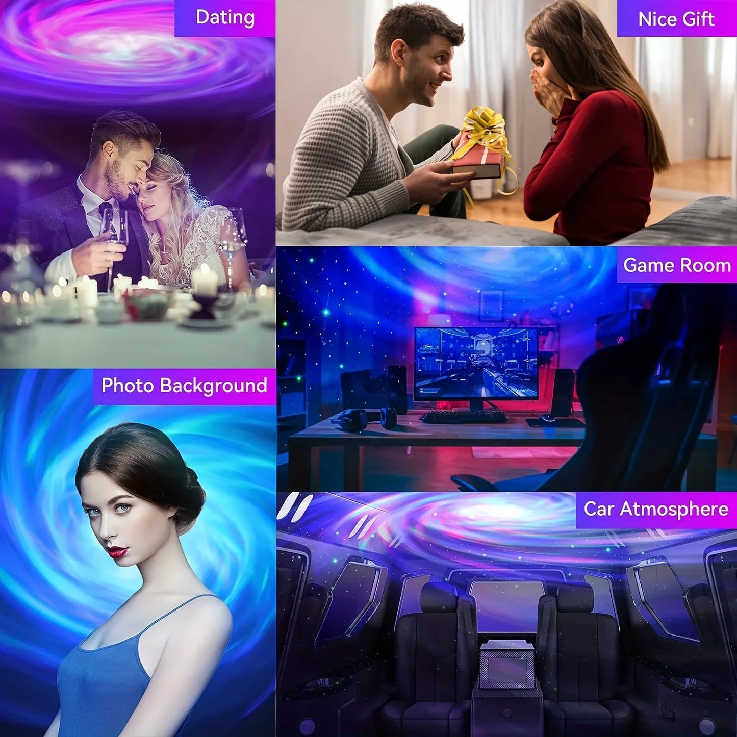 Space Capsule Aurora Projector – Portable Bluetooth Speaker & Star Lamp