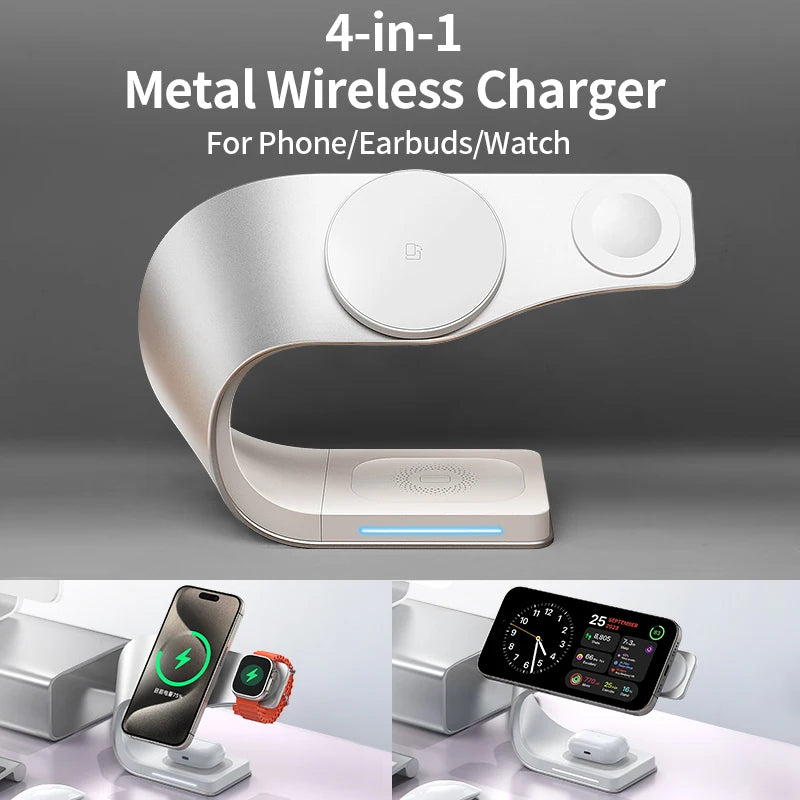 4-in-1 Magnetic Wireless Charging Station with USB
