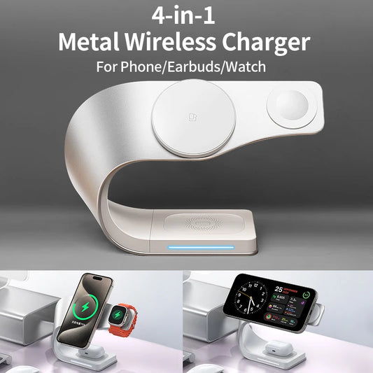 4-in-1 Magnetic Wireless Charging Station with USB
