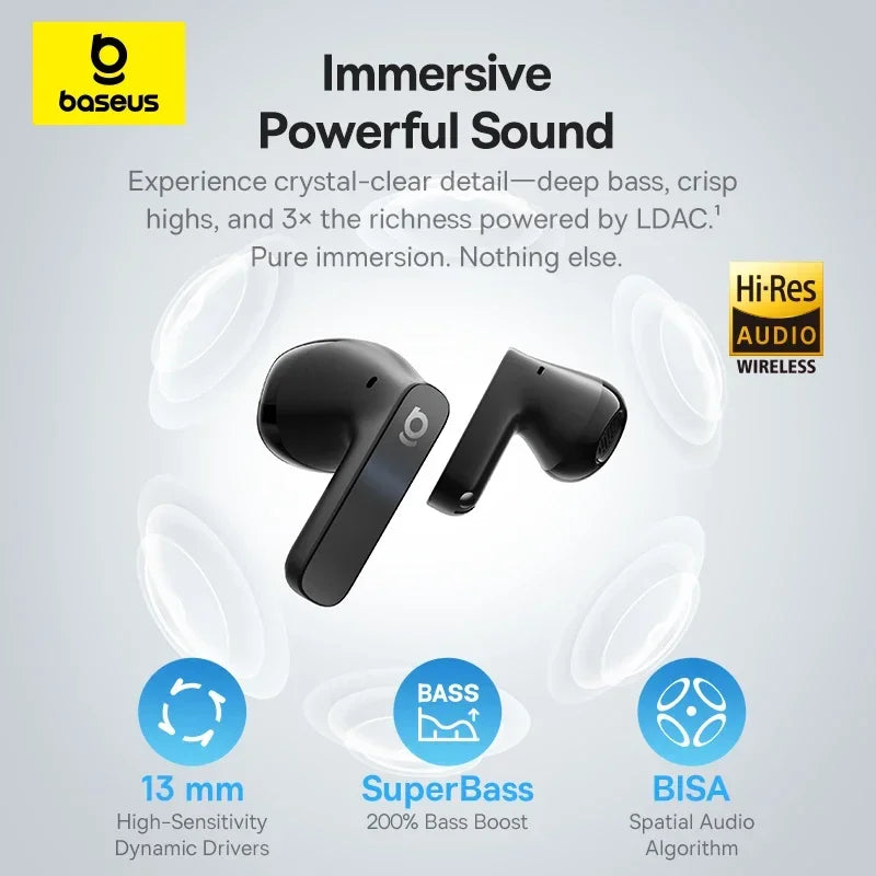 Baseus Bass BS1 ANC Earbuds – -40dB, Bluetooth 6.0, 40Hr