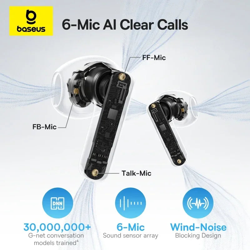 Baseus Bass BS1 ANC Earbuds – -40dB, Bluetooth 6.0, 40Hr