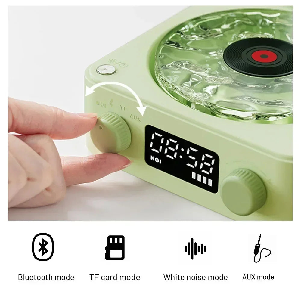 Waves Vinyl Turntable Bluetooth Speaker with White Noise & RGB Light