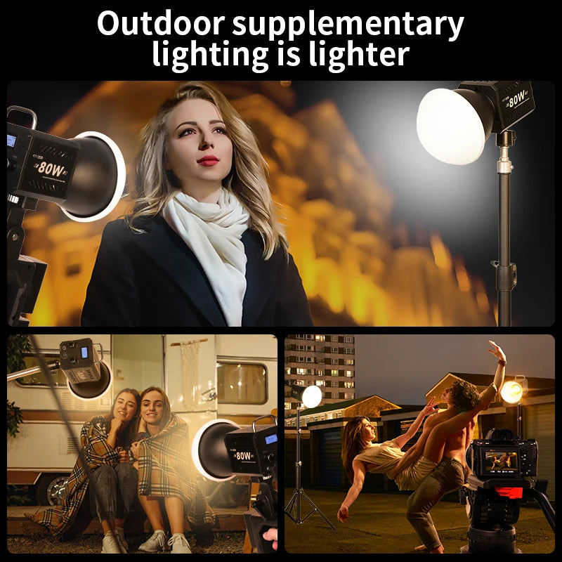 80W Dual Colour Temperature COB LED Video Light with Bowens Mount