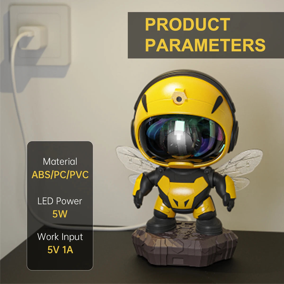 Bee Astronaut Galaxy Star Projector Night Light for Kids with Remote