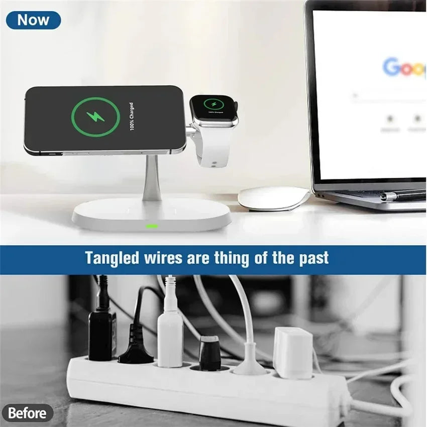 3-in-1 Magnetic Wireless Charger for iPhone, Apple Watch & AirPods