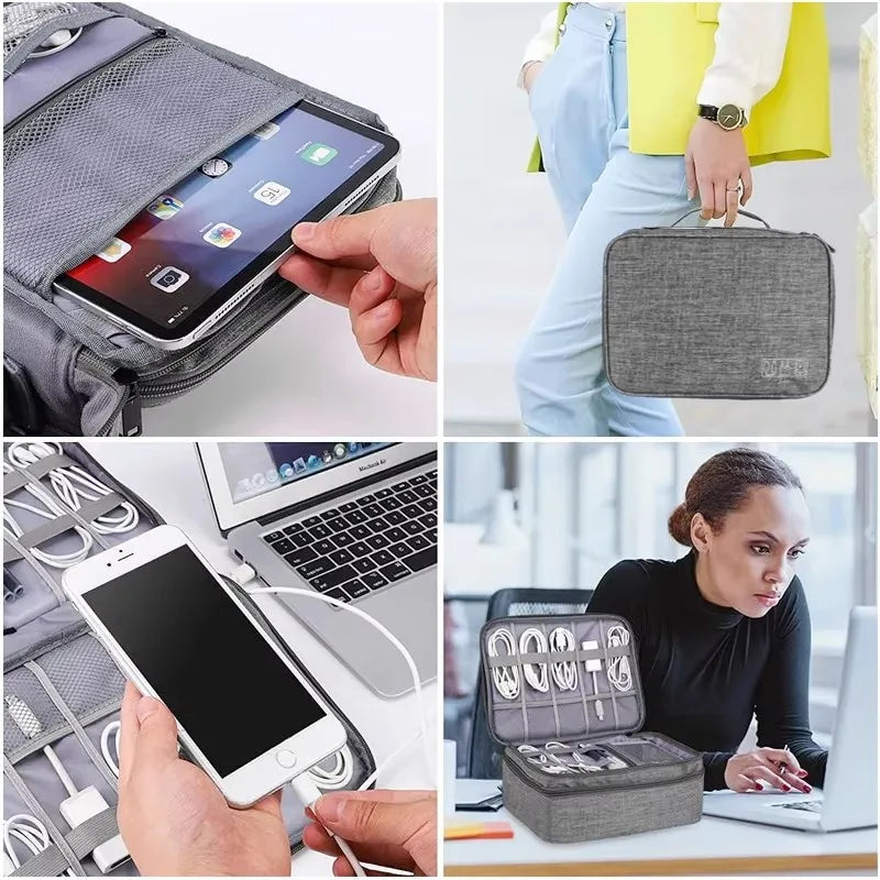 Waterproof Travel Cable Storage Bag – USB & Charger Electronic Organiser