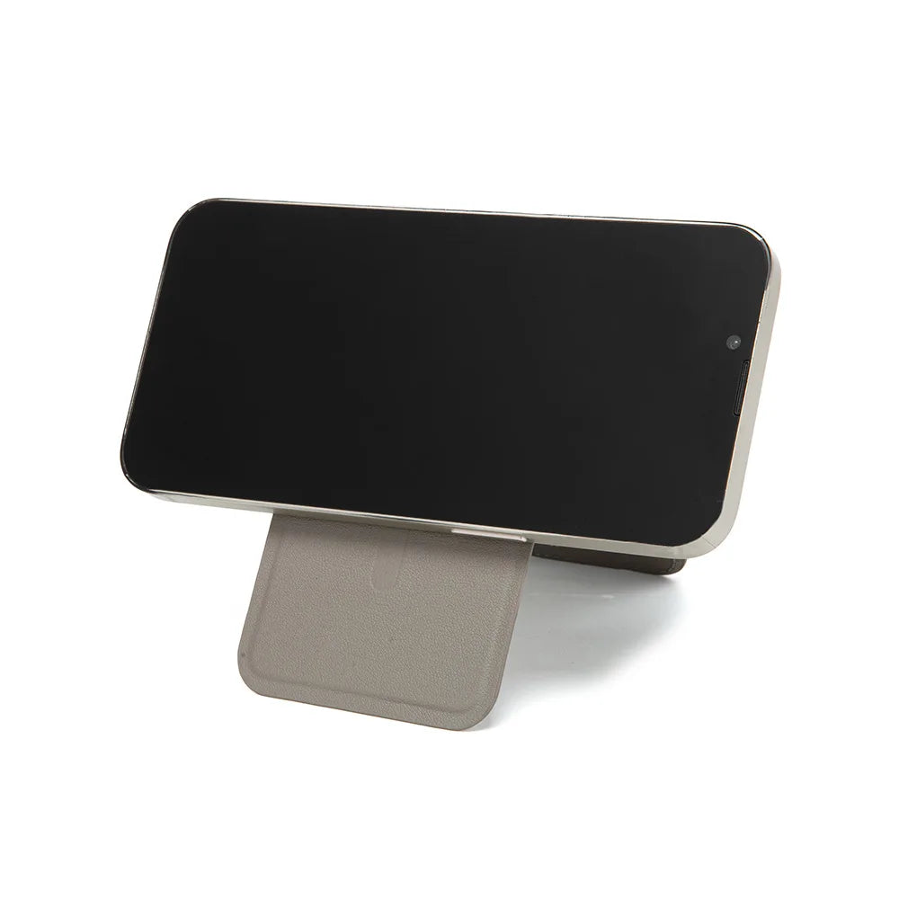 Magnetic Wallet Phone Stand with Mirror & MagSafe – PU Leather