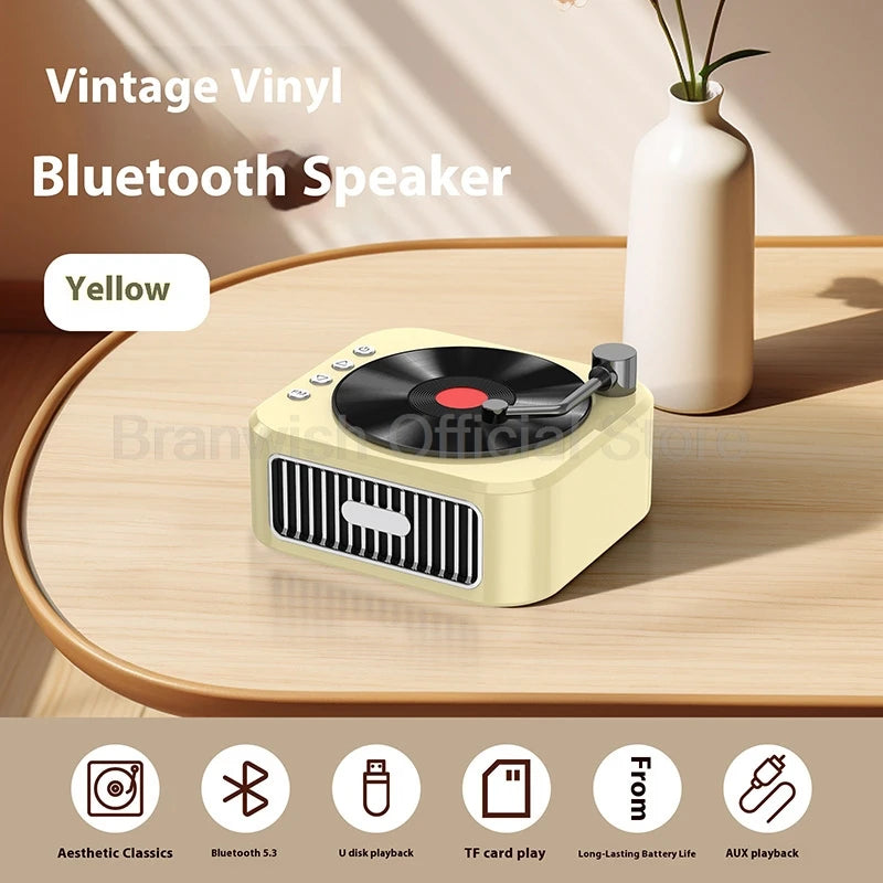 5W Vinyl Retro Bluetooth Speaker – Home Décor & Gift