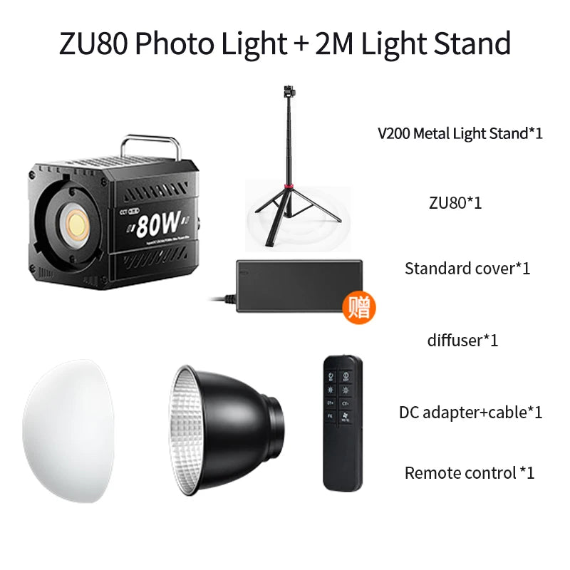 80W Dual Colour Temperature COB LED Video Light with Bowens Mount