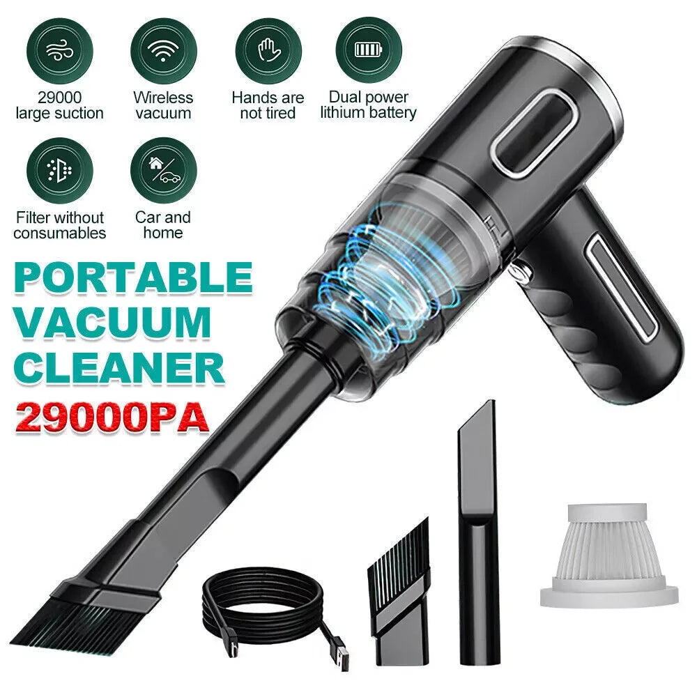 Mini Wireless Car Vacuum Cleaner 29000PA – USB Rechargeable