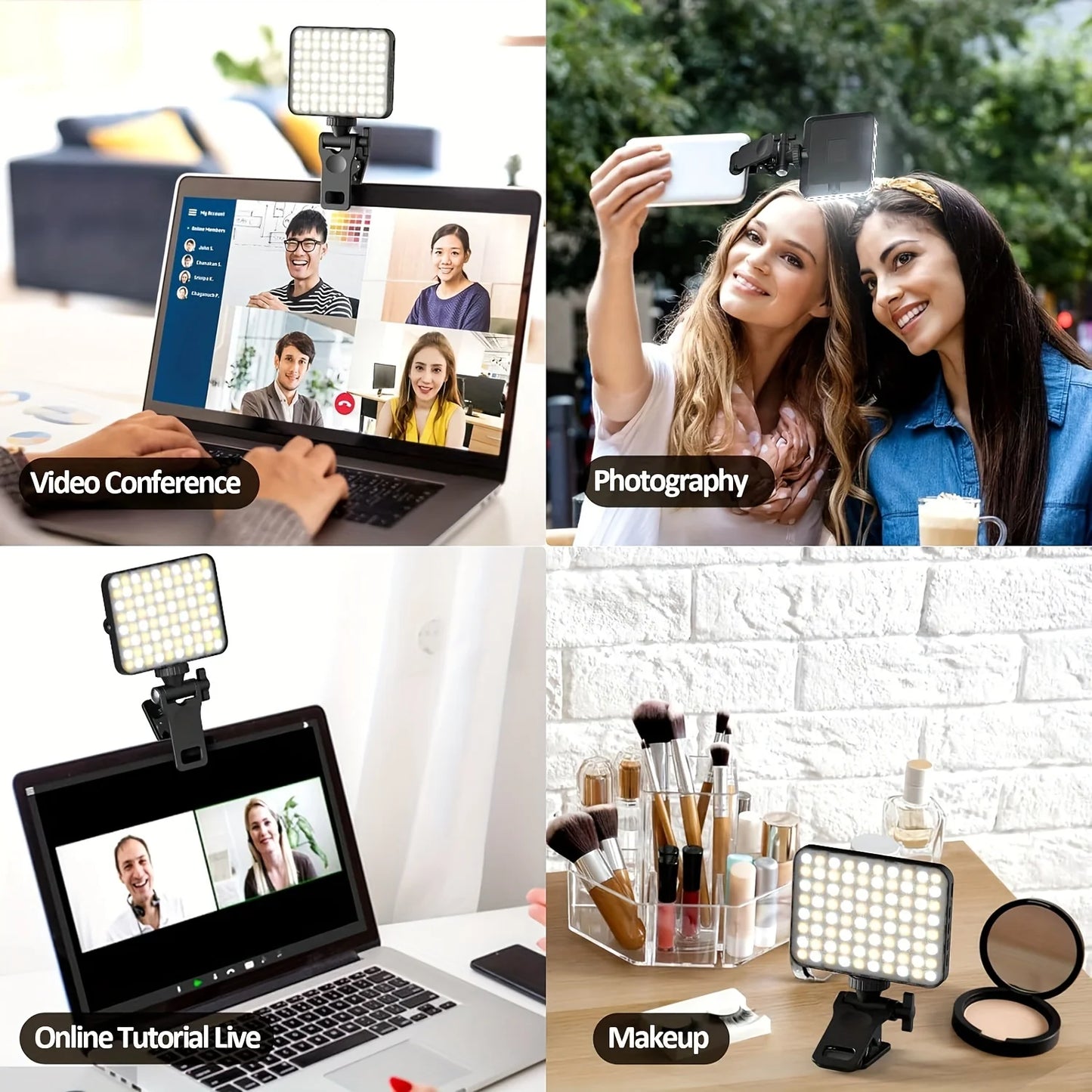 Rechargeable Magnetic LED Selfie Light – 3 Modes, 120 LEDs, Clip-On