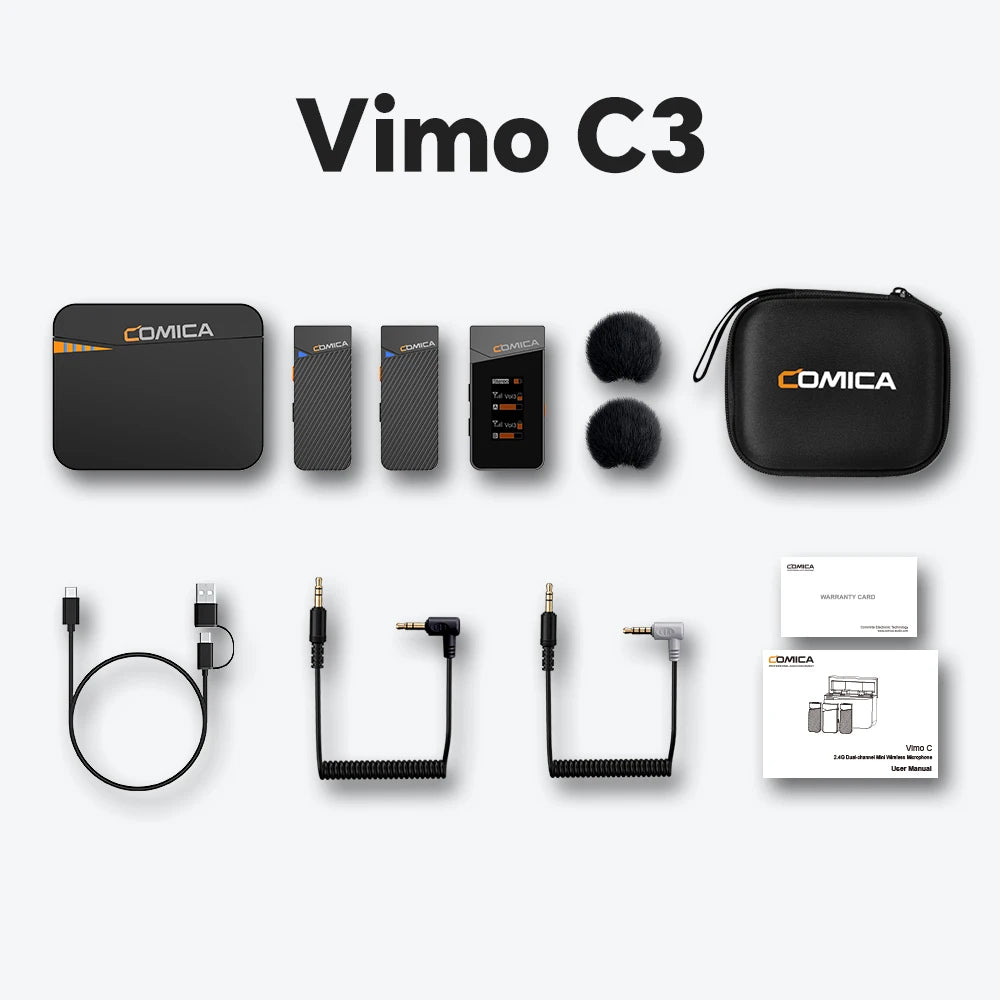 COMICA Vimo C 2.4G Wireless Lavalier Microphone with Charging Case