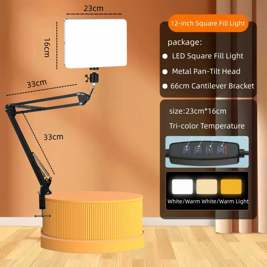 LED Photography Studio Light with Scissor Arm Stand for Zoom & YouTube