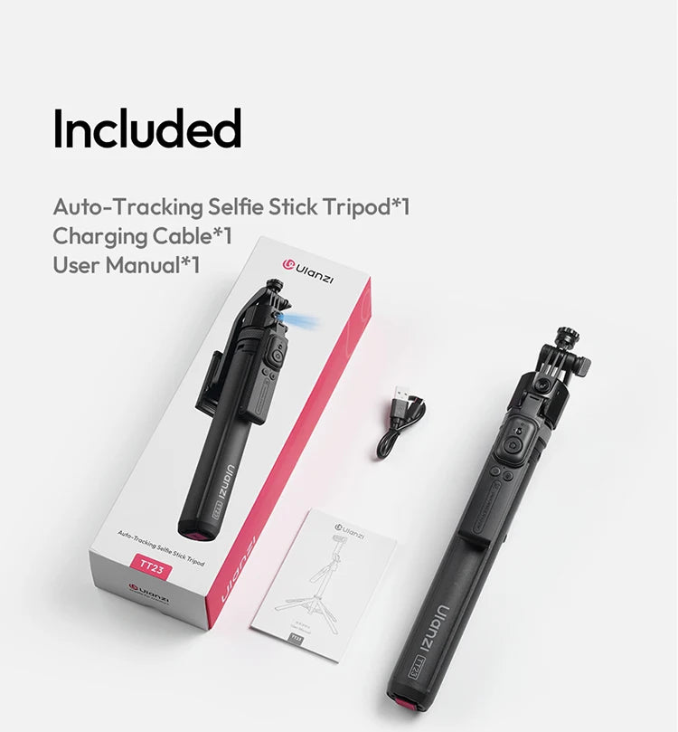 Ulanzi TT23 360° Auto-Tracking Selfie Stick Tripod with AI Face Tracking