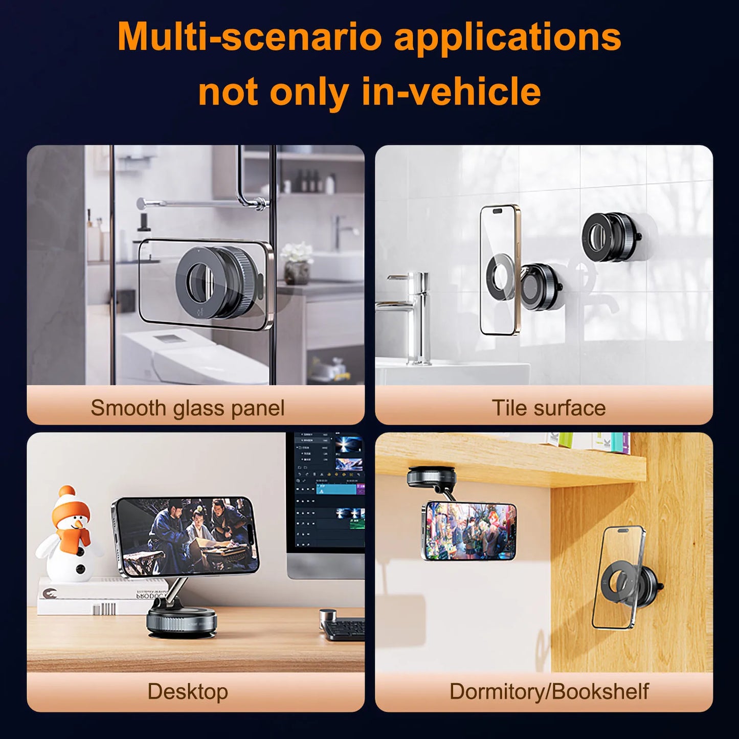 Electric Vacuum Magnetic Car Phone Mount – Foldable for iPhone & Live Streaming