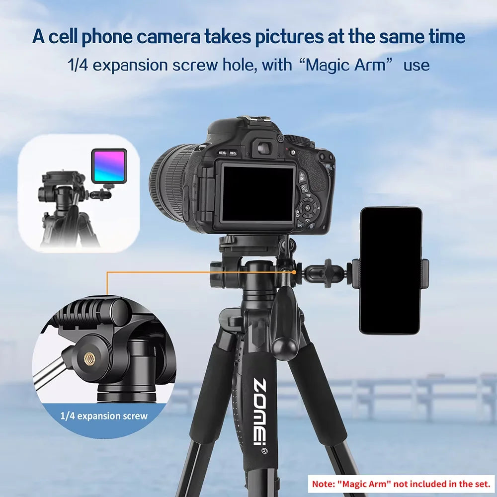 Zomei 187cm Aluminium Tripod for DSLR & Smartphones