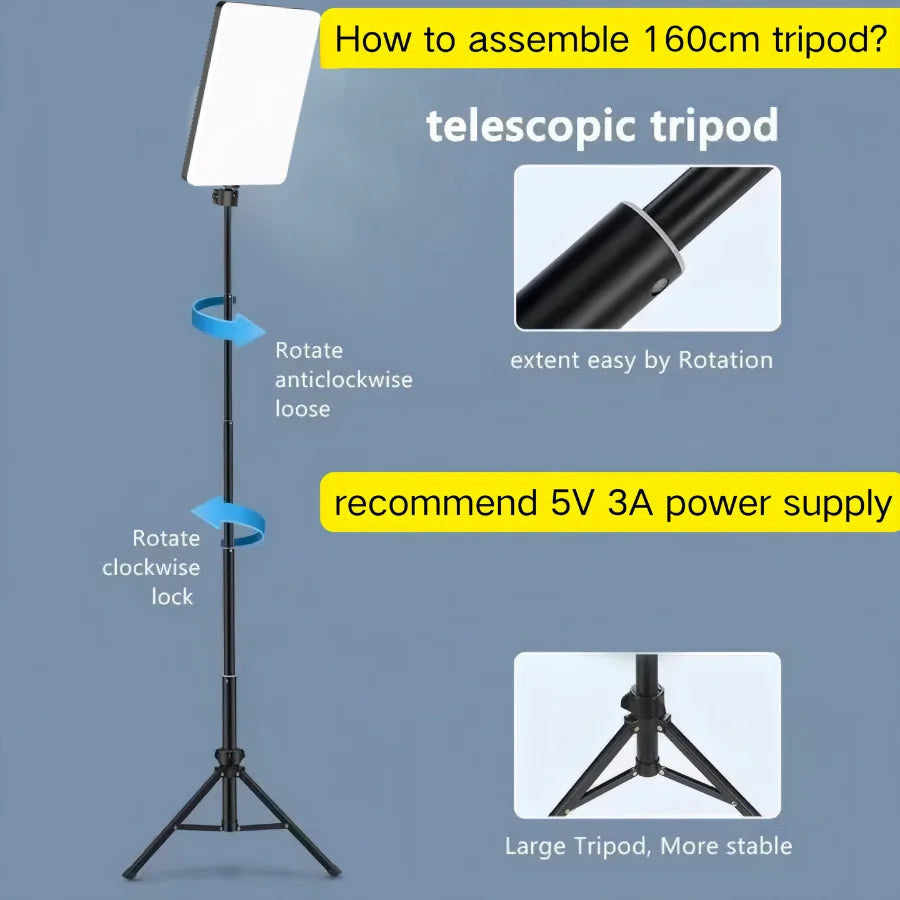 LED Photography Studio Light with Scissor Arm Stand for Zoom & YouTube
