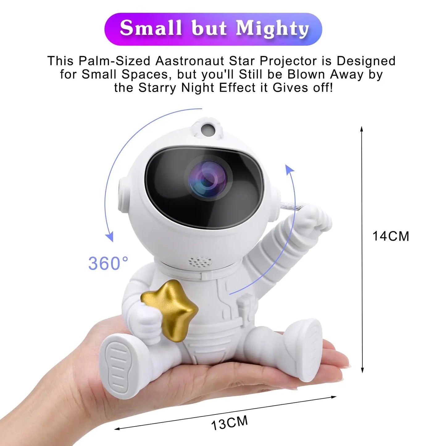 Astronaut Galaxy Star Projector – 360° Rotating with Timer & Remote